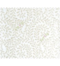 Floral small continuous flowers on swirl scroll on fern leave texture White Silver Beige Main curtain